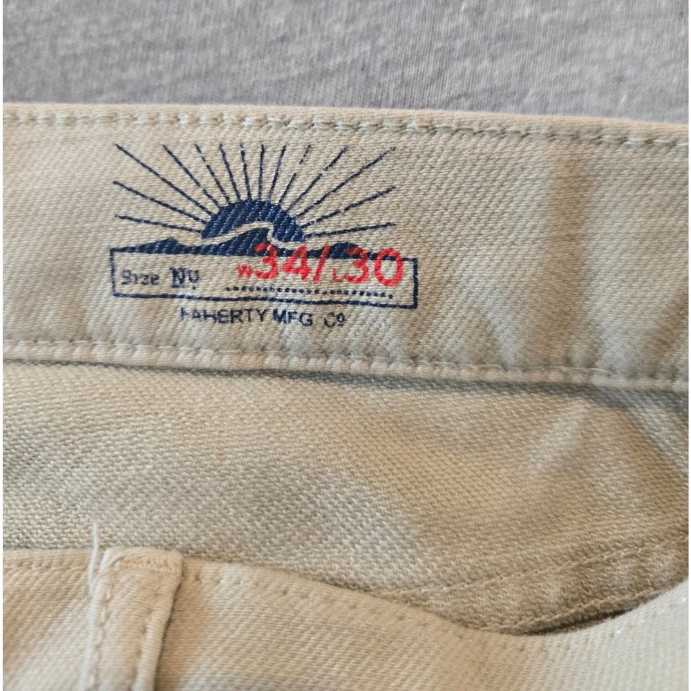 Faherty Stretch Terry 5-Pocket Pants Mens 34x30 Stone Slim Straight Commuter